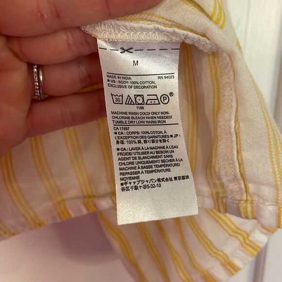 Banana Republic yellow striped embroidered detail blouse M - Picture 6 of 10